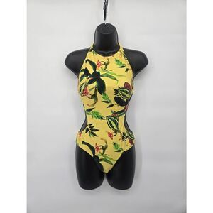 Cia Maritima Swimsuit Size Medium Monokini Yellow Tropical Bathing Suit